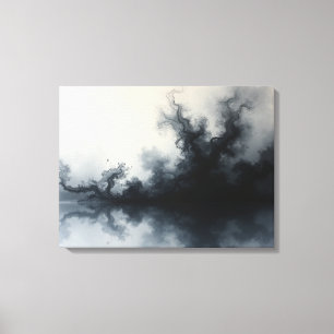 Inkstorm – monochrome abstracte vloeiende kunst 60 canvas afdruk