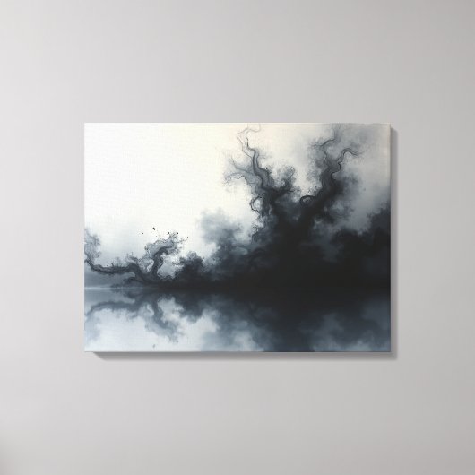 Inkstorm – monochrome abstracte vloeiende kunst 60 canvas afdruk (Voorkant)