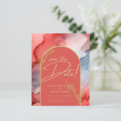 Inkt Abstract Oranje Rood Goud Marineblauw Bewaar  (Staand voorkant)