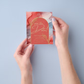 Inkt Abstract Oranje Rood Goud Marineblauw Bewaar  Flyer (Hand)