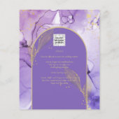 Inkt Abstract PAARS GOUD Lavendel Huwelijks UITNOD (Achterkant)