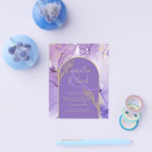 Inkt Abstract PAARS GOUD Lavendel Huwelijks UITNOD Flyer (Enkel)