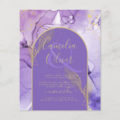Inkt Abstract PAARS GOUD Lavendel Trouw UITNODIGIN (Voorkant)
