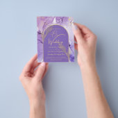 Inkt Abstract PAARS GOUD Lavendel Trouw UITNODIGIN Flyer (Hand)