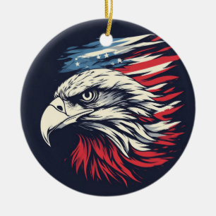 Inkt Adelaar & Amerikaanse Vlag Kunst Vrijheid Ver Keramisch Ornament