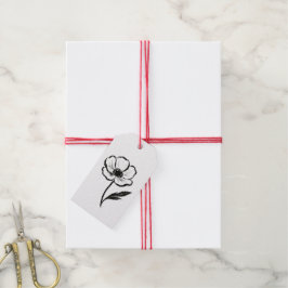 Inkt Anemoon Minimalistische Bloem Kwaststreek Kun Cadeaulabel