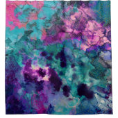 Inkt Aquarel Abstract Kosmisch Kleur Schilderij Douchegordijn (Voorkant)