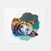 Inkt Art Style Hondenportret Fleece Deken (Voorkant (Horizontaal))