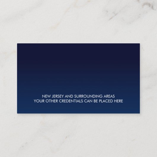 Inkt blauw en goud van de notarische quillepen visitekaartje (Achterkant)