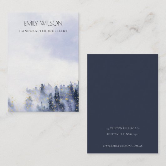 Inkt Blauw Mist Sneeuw Landschap Blank Sieraden Di Visitekaartje (Voorkant / Achterkant)