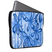 Inkt Bloemen Blauw Laptop Sleeve (Voorkant Rechts)