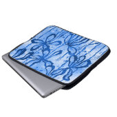 Inkt Bloemen Blauw Laptop Sleeve (Voorkant onderkant)