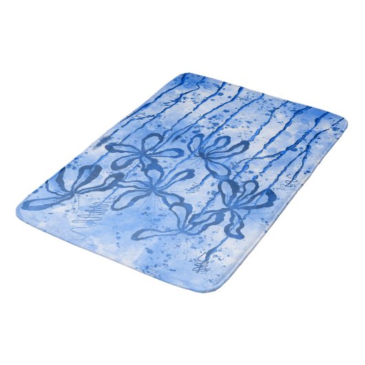 Inkt Bloemen Blue Sky Badmat (Gekanteld)