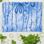 Inkt Bloemen Blue Sky Theedoek (Gevouwen)