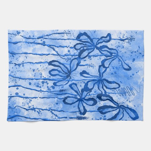 Inkt Bloemen Blue Sky Theedoek (Horizontaal)