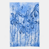 Inkt Bloemen Blue Sky Theedoek (Verticaal)