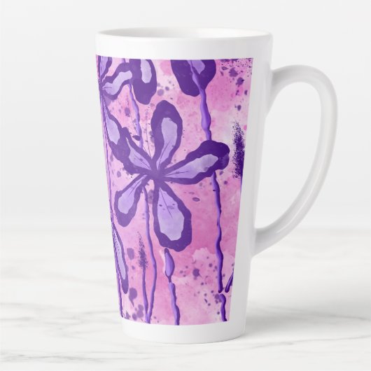 Inkt Bloemen Latte Mok (Rechts)
