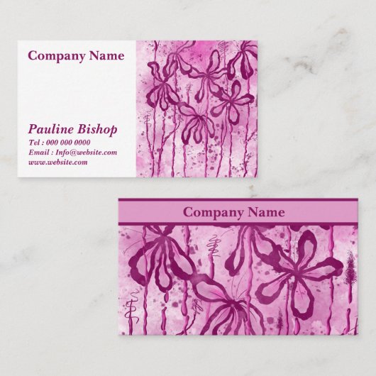 Inkt Bloemen Roze Visitekaartje (Voorkant / Achterkant)