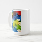 Inkt Blot art design in rood, blauw, geel en groen Koffiemok (Voorkant links)