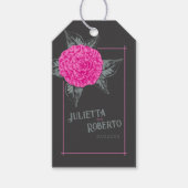 Inkt camellia bruiloft roze grijs bruin cadeaulabel (Voorkant)