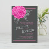 Inkt camellia bruiloft roze grijs bruin kaart (Staand voorkant)