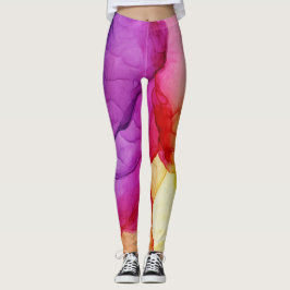 Inkt Cloud Swirl Abstract Rood Geel Violet Leggings