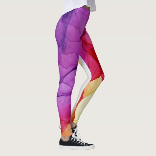 Inkt Cloud Swirl Abstract Rood Geel Violet Leggings (Rechts)
