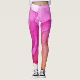 Inkt Cloud Swirl Abstract Trendy Hot Pink Peach Leggings