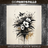 Inkt drowing witte bloemen boeket tissuepapier