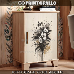 Inkt drowing witte bloemen boeket tissuepapier