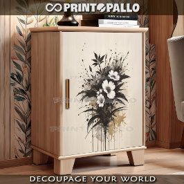 Inkt drowing witte bloemen boeket tissuepapier