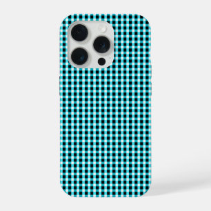 Inkt en Aqua Geometrie :Geruit Aqua en Zwart, iPhone 15 Pro Case