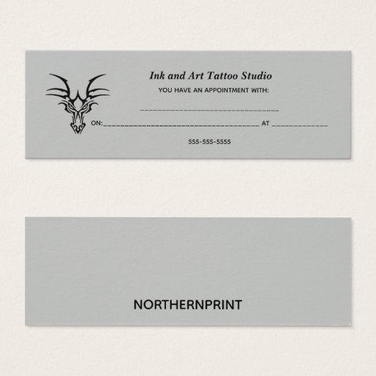 Inkt en Art Tattoo Studio Afspraakkaarten Mini Visitekaartjes (Voorkant /achterkant)