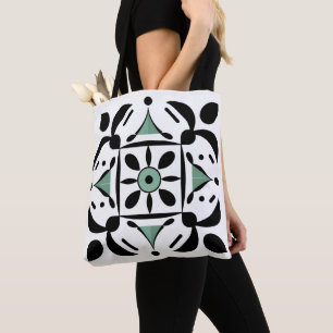 Inkt en Mint Contrast Tegel Canvas tas