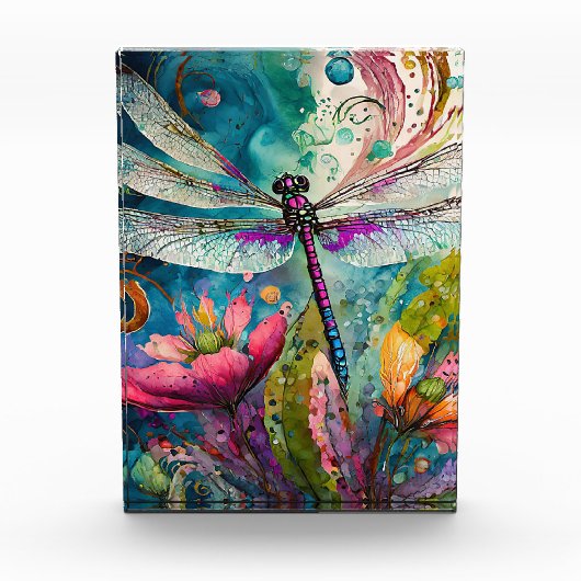 Inkt en Pen Waterverf Dragonfly Fotoblokken (Voorkant)
