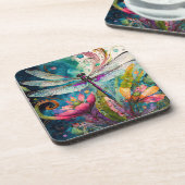 Inkt en Pen Waterverf Dragonfly Hard Plastic Bier Onderzetter (Linkerzijde)