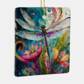 Inkt en Pen Waterverf Dragonfly Keramisch Ornament (Rechts)