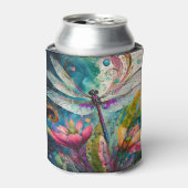 Inkt en Pen Waterverf Dragonfly Koelbox Blikjeskoeler (Blikje Voorkant)