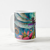 Inkt en Pen Waterverf Dragonfly Koffiemok (Voorkant links)