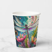 Inkt en Pen Waterverf Dragonfly Papieren Bekers (Achterkant)