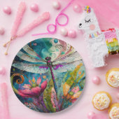 Inkt en Pen Waterverf Dragonfly Papieren Bordje (Feest)