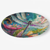 Inkt en Pen Waterverf Dragonfly Papieren Bordje (Gekanteld)