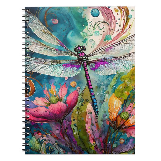 Inkt en Pen Waterverf Dragonfly Spiral Notitieboek (Voorkant)