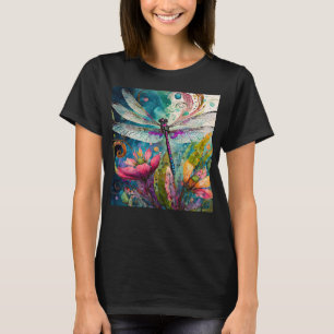 Inkt en Pen Waterverf Dragonfly T-shirt