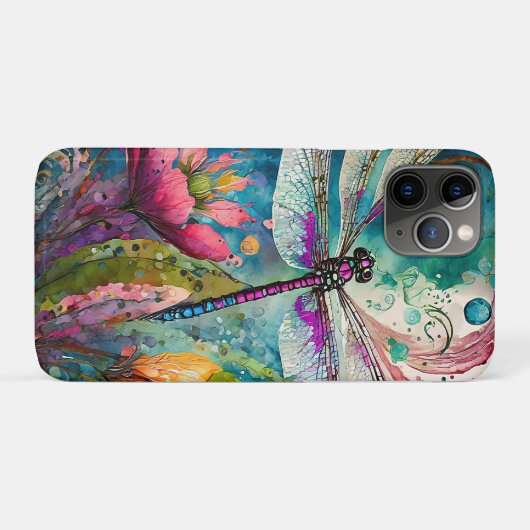 Inkt en Pen Waterverf Dragonfly Telefoon Case (Achterkant (horizontaal))