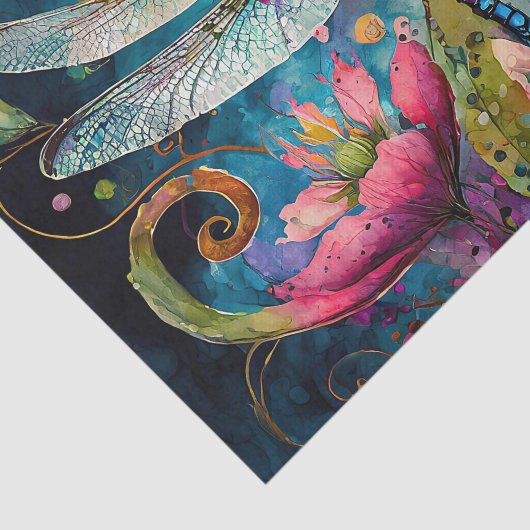 Inkt en Pen Waterverf Dragonfly Tissuepapier (Detail)