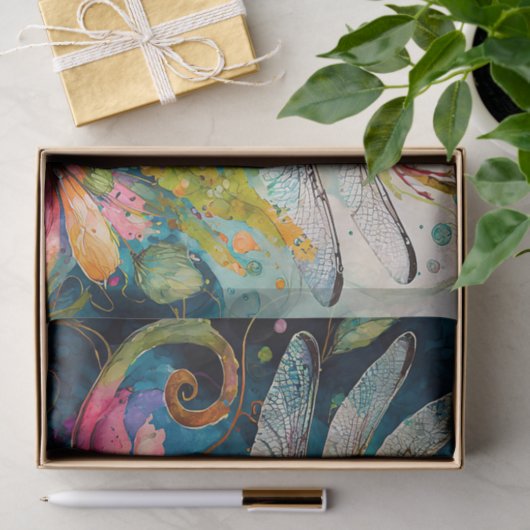 Inkt en Pen Waterverf Dragonfly Tissuepapier (Geschenk)