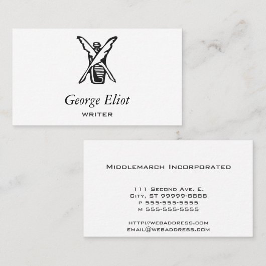 Inkt en Quill Visitekaartje (Voorkant / Achterkant)