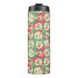 Inkt en Rozen Harmony - Naadloze Patroon Thermosbeker