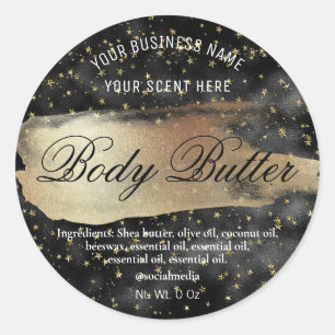 Inkt en Sterren Zwart Goud Body Butter Labels